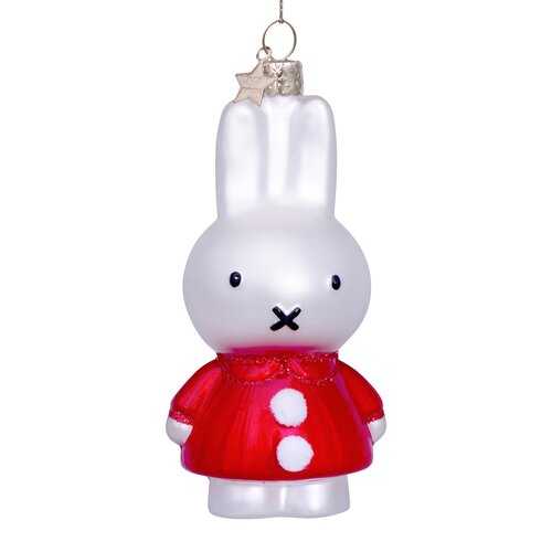 Vondels Kerstornament glas Nijntje met kerstjurk - H11,5cm - afbeelding 1
