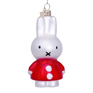 Vondels Kerstornament glas Nijntje met kerstjurk - H11,5cm - afbeelding 1