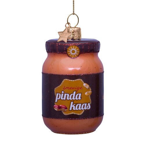 Vondels Kerstornament glas pot pindakaas - H7,5cm - afbeelding 1