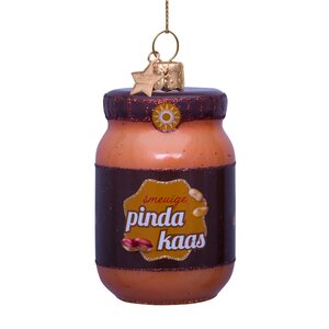 Vondels Kerstornament glas pot pindakaas - H7,5cm - afbeelding 1