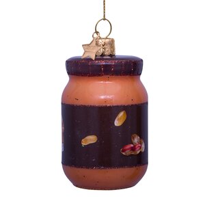 Vondels Kerstornament glas pot pindakaas - H7,5cm - afbeelding 2