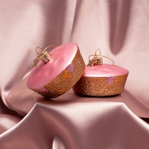 Vondels Kerstornament glas roze koek - H6cm - afbeelding 4