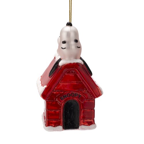 Vondels Kerstornament glas Snoopy liggend op hondenhok - H10cm - afbeelding 1