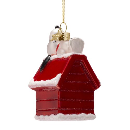Vondels Kerstornament glas Snoopy liggend op hondenhok - H10cm - afbeelding 2