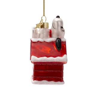 Vondels Kerstornament glas Snoopy liggend op hondenhok - H10cm - afbeelding 3