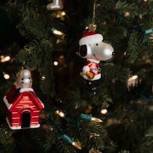 Vondels Kerstornament glas Snoopy liggend op hondenhok - H10cm - afbeelding 5