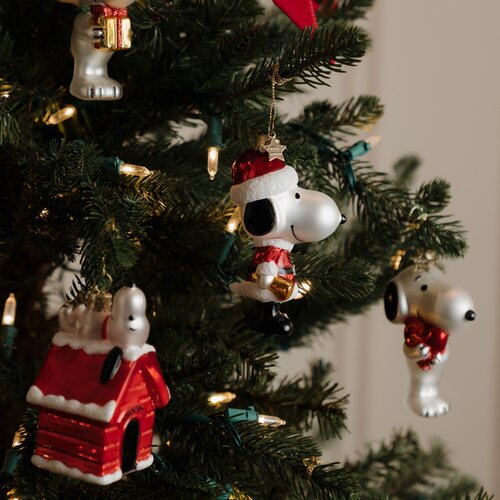Vondels Kerstornament glas Snoopy liggend op hondenhok - H10cm - afbeelding 6
