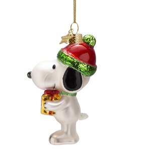 Vondels Kerstornament glas Snoopy met cadeau - H11cm - afbeelding 3