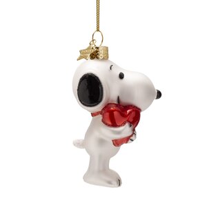 Vondels Kerstornament glas Snoopy met hart - H11cm - afbeelding 1