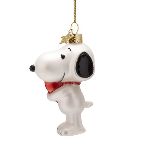 Vondels Kerstornament glas Snoopy met hart - H11cm - afbeelding 2