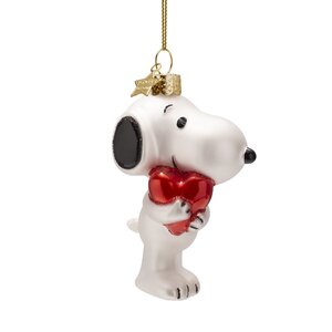Vondels Kerstornament glas Snoopy met hart - H11cm - afbeelding 4