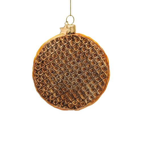 Vondels Kerstornament glas stroopwafel - H8,5cm - afbeelding 1