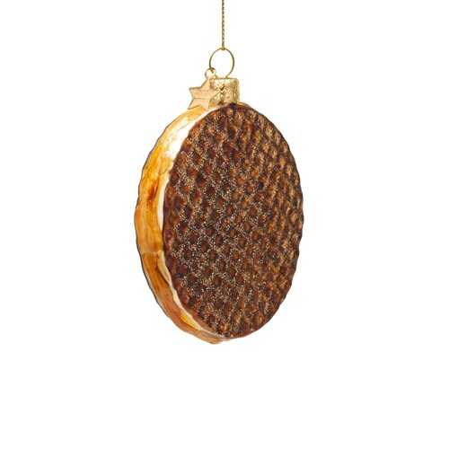 Vondels Kerstornament glas stroopwafel - H8,5cm - afbeelding 2