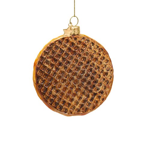 Vondels Kerstornament glas stroopwafel - H8,5cm - afbeelding 3