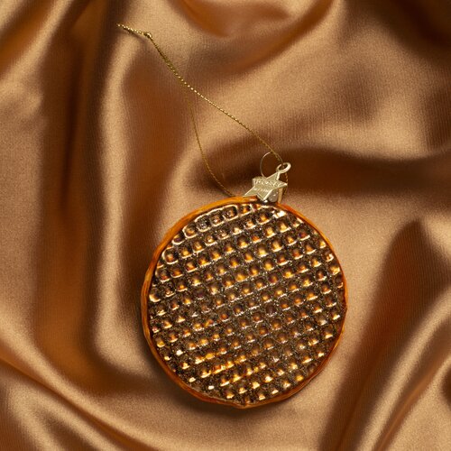 Vondels Kerstornament glas stroopwafel - H8,5cm - afbeelding 4