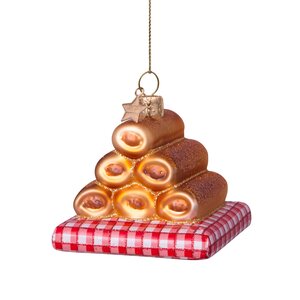 Vondels Kerstornament glas worstenbroodje - H6cm - afbeelding 1