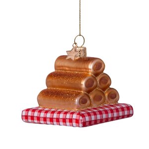 Vondels Kerstornament glas worstenbroodje - H6cm - afbeelding 3