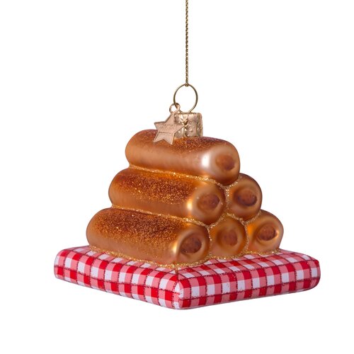 Vondels Kerstornament glas worstenbroodje - H6cm - afbeelding 2