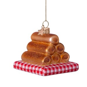 Vondels Kerstornament glas worstenbroodje - H6cm - afbeelding 2