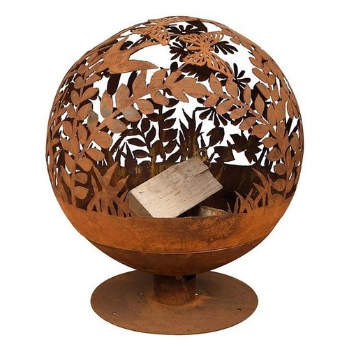 Vuurbal laser cut bloemen roest