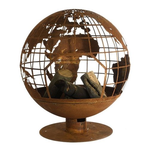 Vuurbal laser cut roest wereldbol