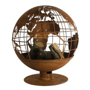 Vuurbal laser cut roest wereldbol