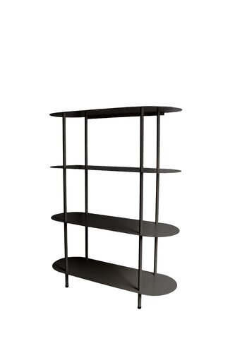 Wandrek metaal 4-laags B 90 x D 31 x H 115 cm zwart
