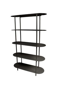 Wandrek metaal 5-laags B 90 x D 31 x H 150 cm zwart
