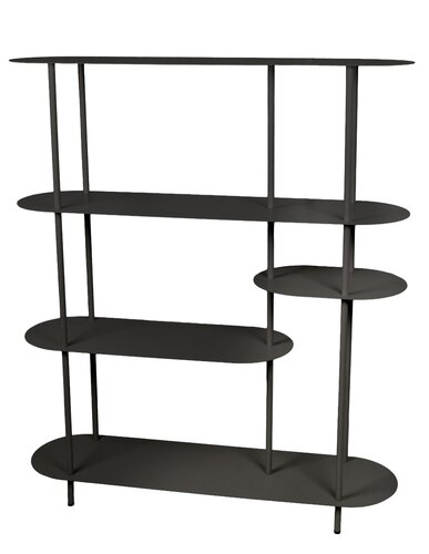 Wandrek metaal 5-planks B 118 x D 31 x H 139 cm zwart