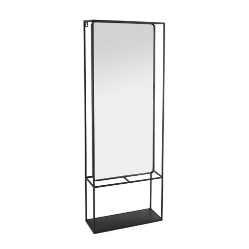 Wandrek zwart metaal met spiegel 40x15xH115cm