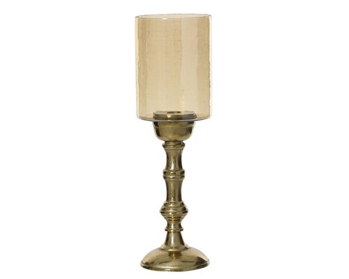 Windlicht aluminium - B11xH38cm Amber/goud