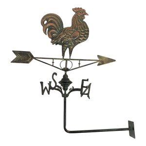 Windwijzer wandmodel haan D 30 x H 75 cm bronskleur