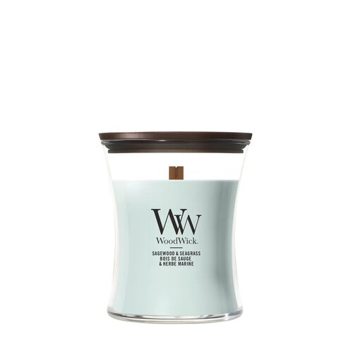 WoodWick Sagewood & Seagrass Medium Candle - afbeelding 1