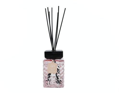 XXL Diffuserset ‘Aroma Art’ Rosemary Musk - 800ml Oud Roze Glas 23x23x39cm