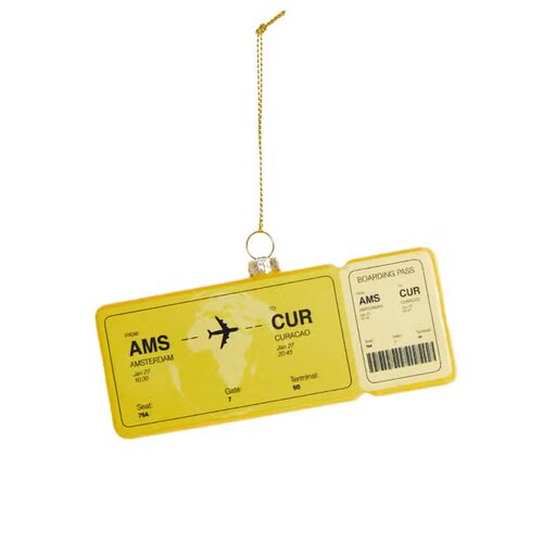 Yup in de Boom  Boardingpass Amsterdam - Curaçao Ornament - afbeelding 1