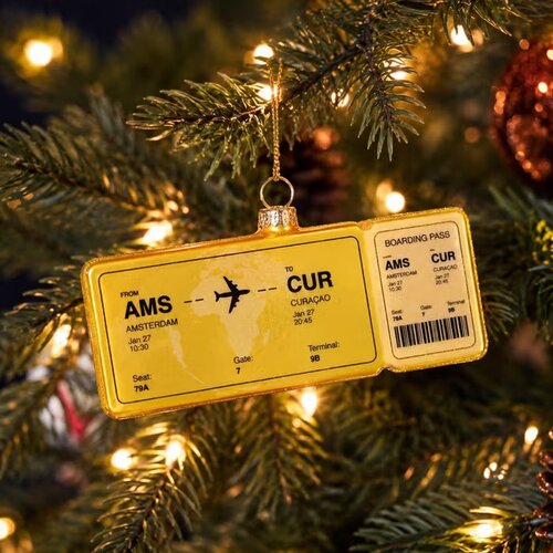 Yup in de Boom  Boardingpass Amsterdam - Curaçao Ornament - afbeelding 2
